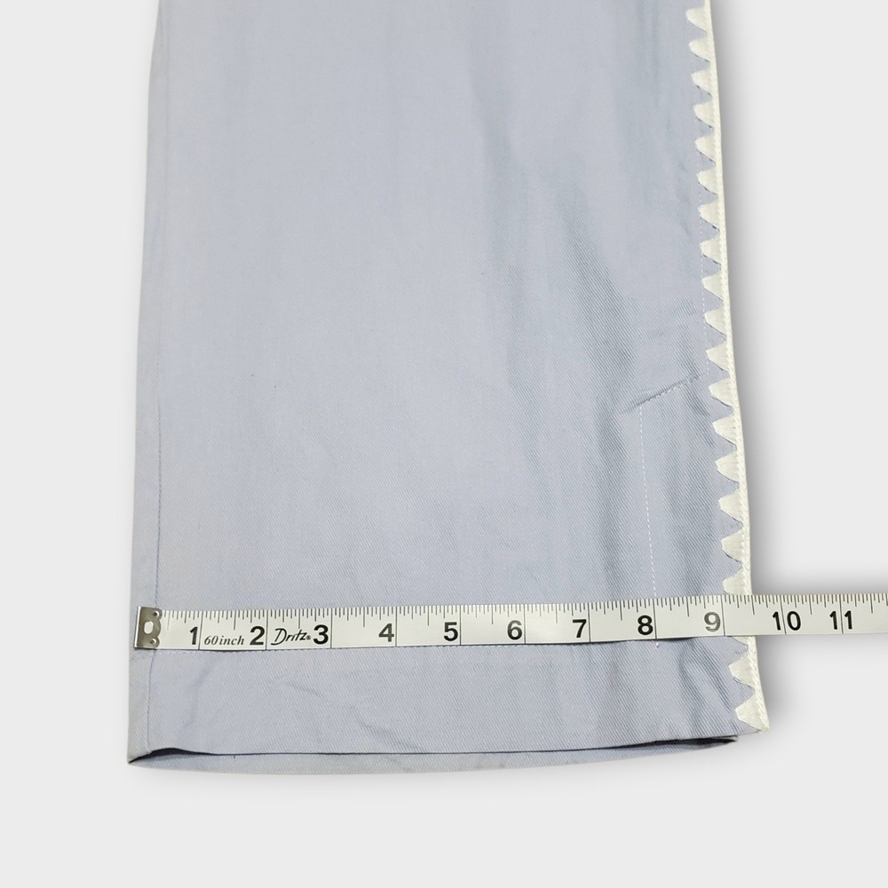 Mon Renn Lisle Trousers Powder Blue Size Small White Ric Rac Trim Split Hem - Picture 13 of 14